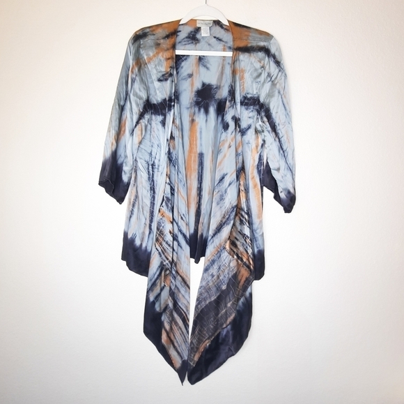 Soft Surroundings Tie Dye Silk Waterfall Kimono XLP - Picture 2 of 5